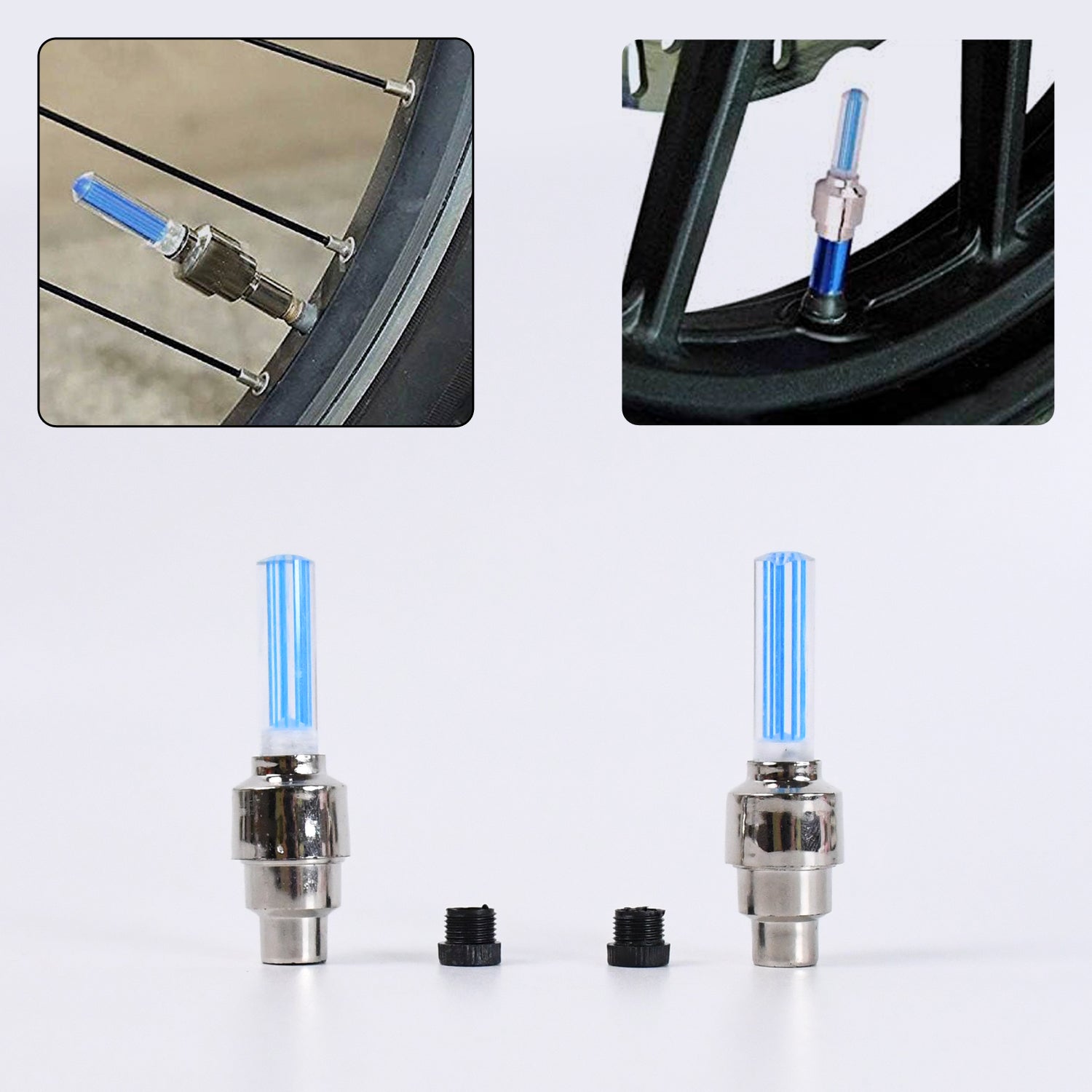 LED Flash Light lamp tyre Wheel Valve Sealing caps (2 Pc / Mix Color) LED Flash Light lamp tyre Wheel Valve Sealing caps (2 Pc / Mix Color)